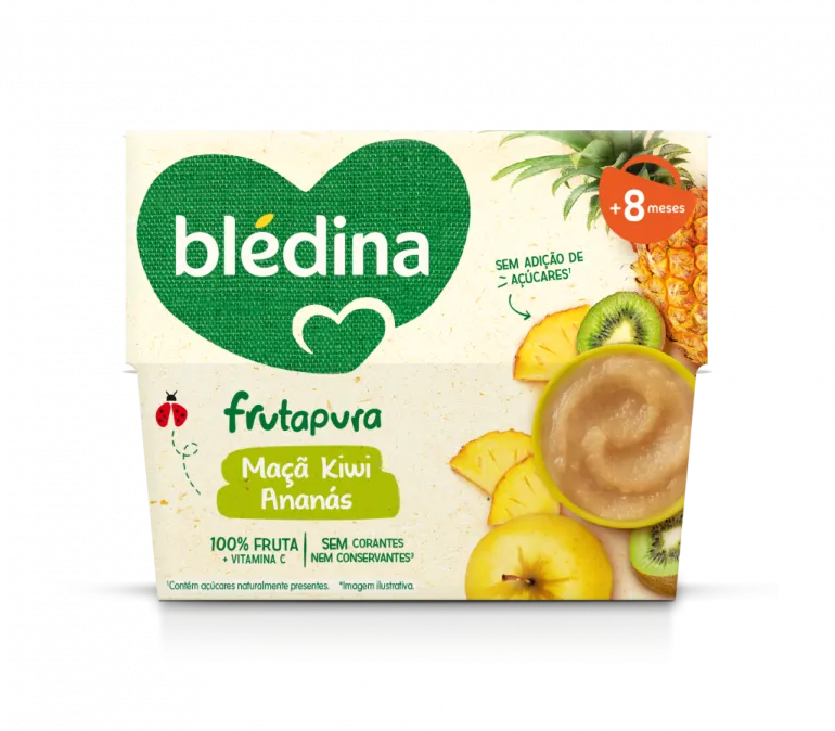 Puré de Fruta Maçã, Kiwi e Ananás