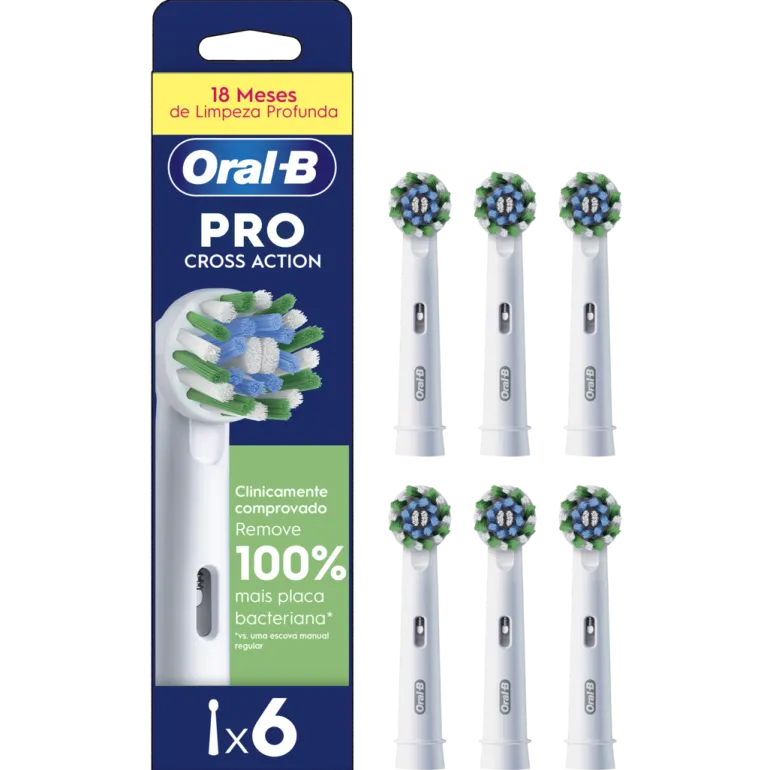 Recargas Escova de Dentes Elétrica Pro Cross Action Branca Pack 6