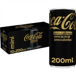 Refrigerante Coca-Cola Zero Açúcar Zero Cafeína Mini Lata Pack 10