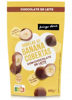 Rodelas de Banana Cobertas com Chocolate de Leite