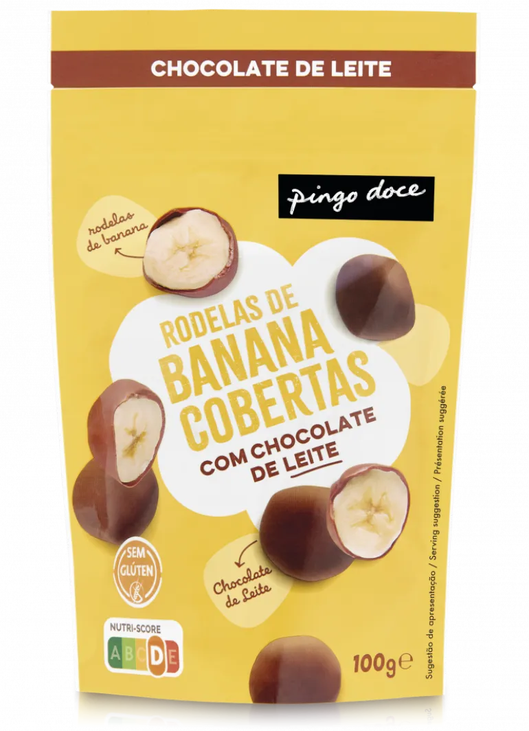 Rodelas de Banana Cobertas com Chocolate de Leite