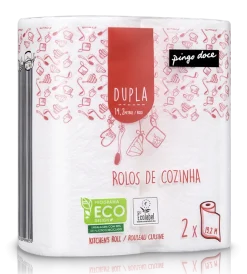 Rolo de Cozinha 2 Folhas Compacto 2=4 Rolos