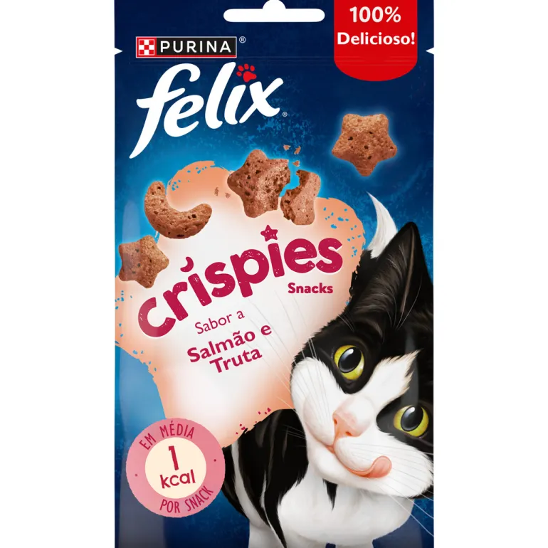 Snack para Gato Crispies Salmão e Truta
