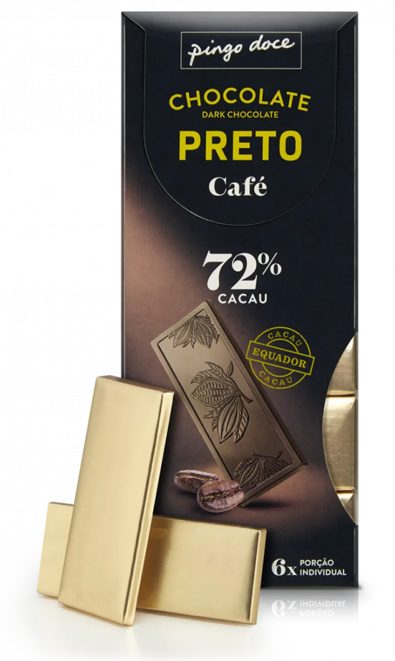 Tablete de Chocolate Negro com Café 72% Cacau