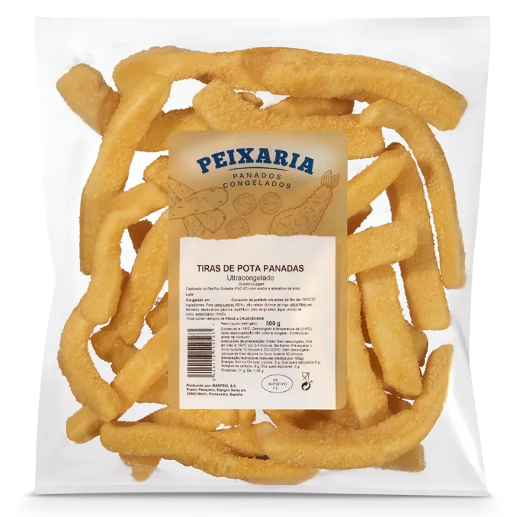 Tiras de Pota Panadas Congeladas