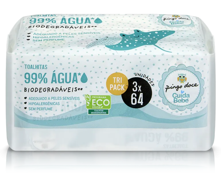 Toalhitas Bebé 99% Água e Biodegradáveis